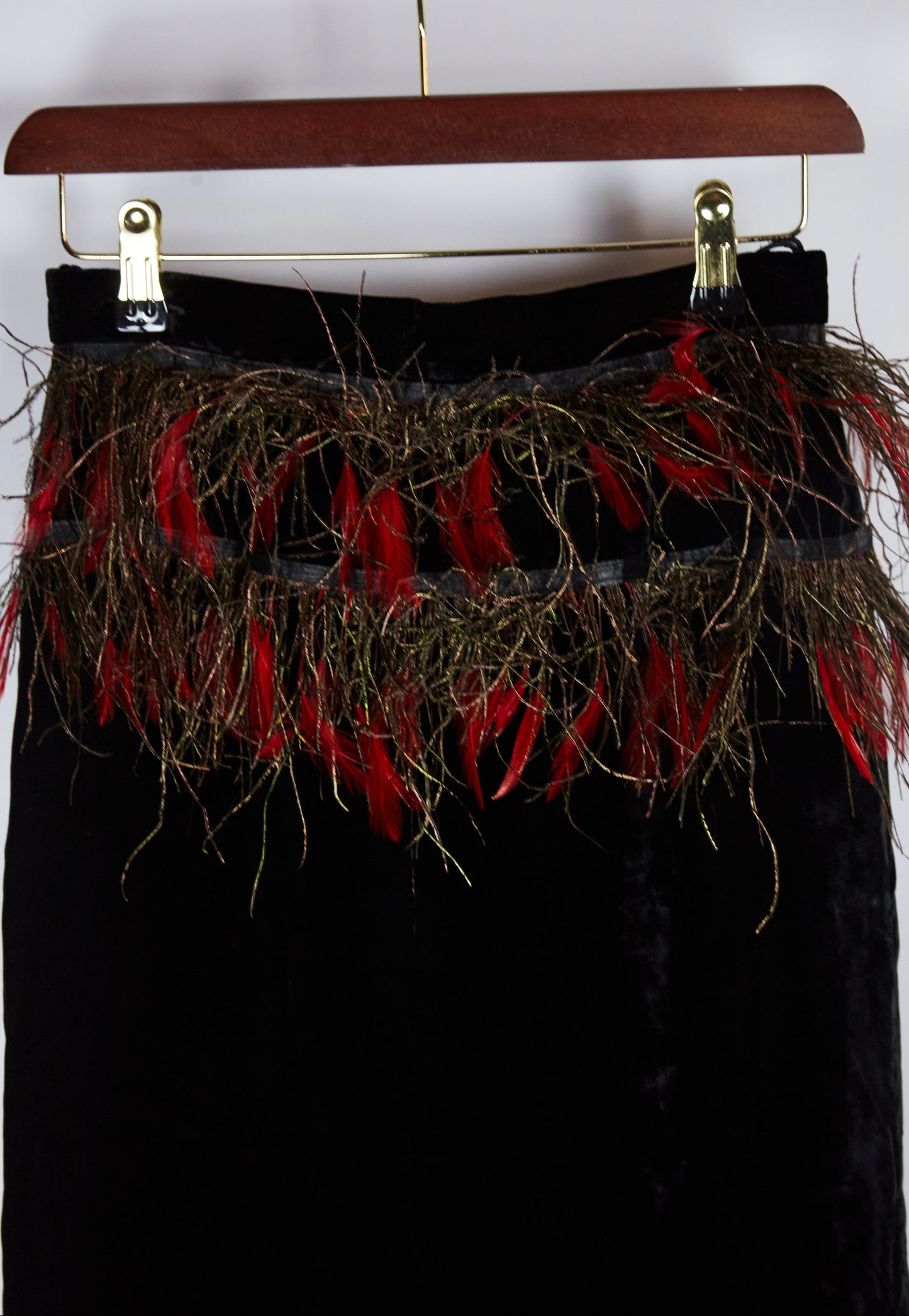 Alberta Ferretti Feather & Velvet Skirt