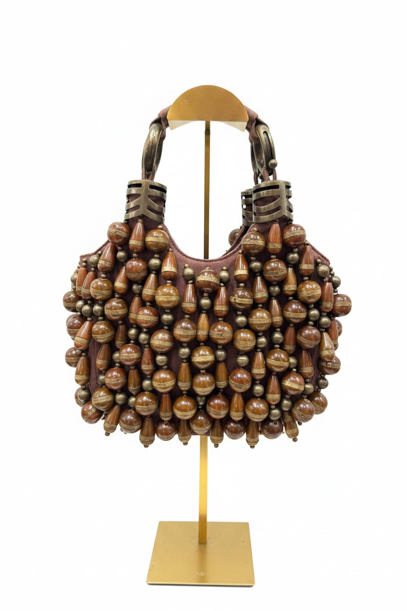 Chloé 2002 Wooden Beaded Bracelet Hobo Bag