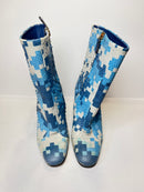 Anya Hindmarch Catwalk FW16 Python Snakeskin Pixels in Camo Blue Booties 36EU