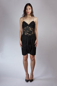 80s Bellville Sassoon Silk & Lace LBD