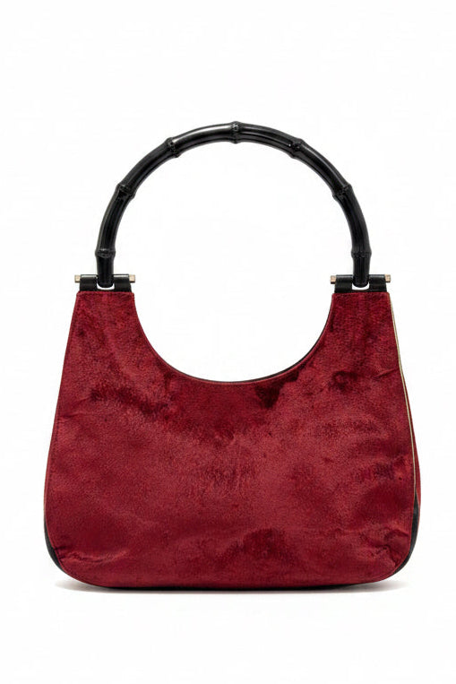 Gucci by Tom Ford Velvet Bamboo Hobo Bag 1999