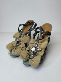 Glitter strappy gem heels