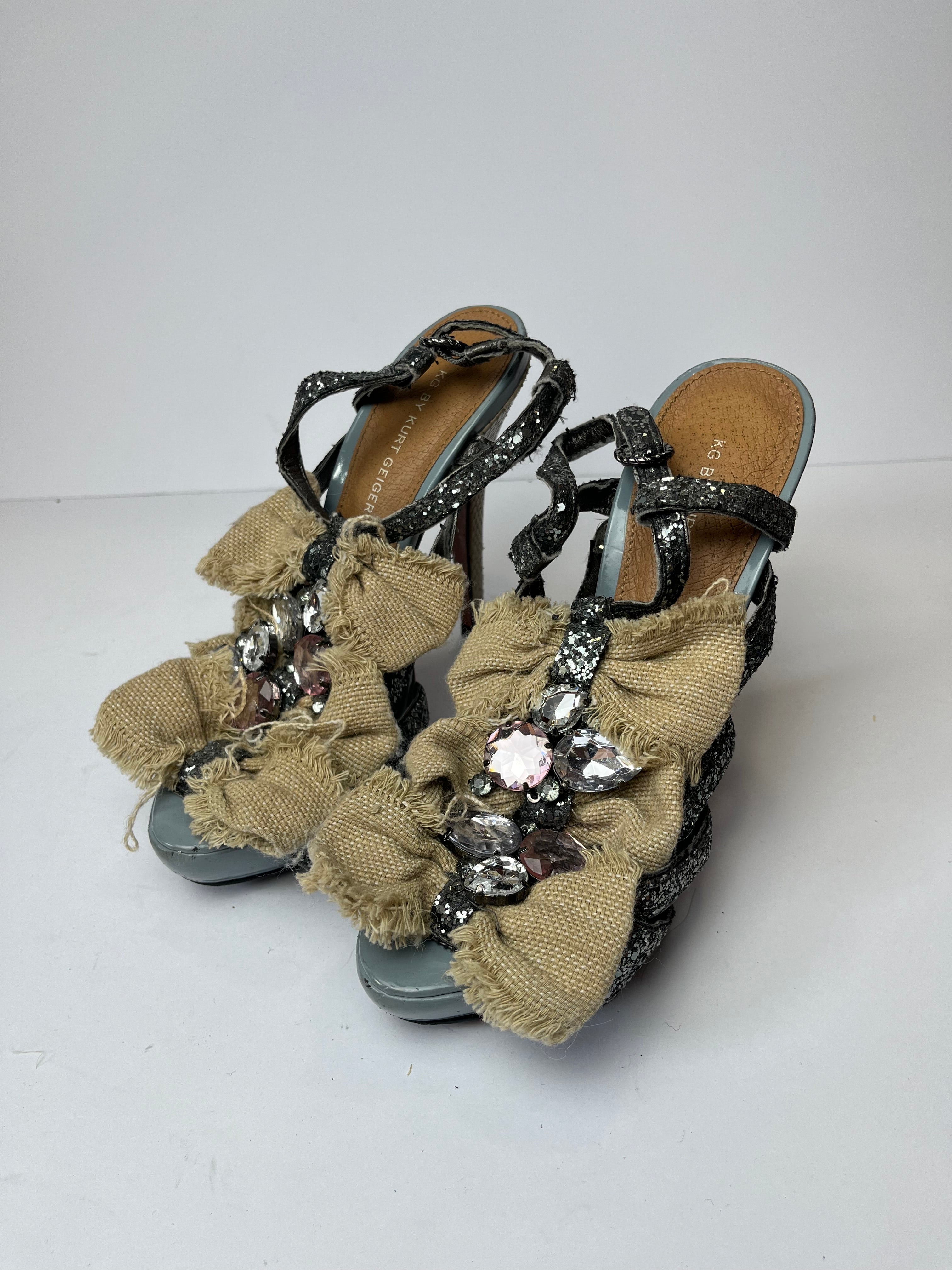 Glitter strappy gem heels