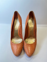 Alexander McQueen coral snakeskin heels 40EU