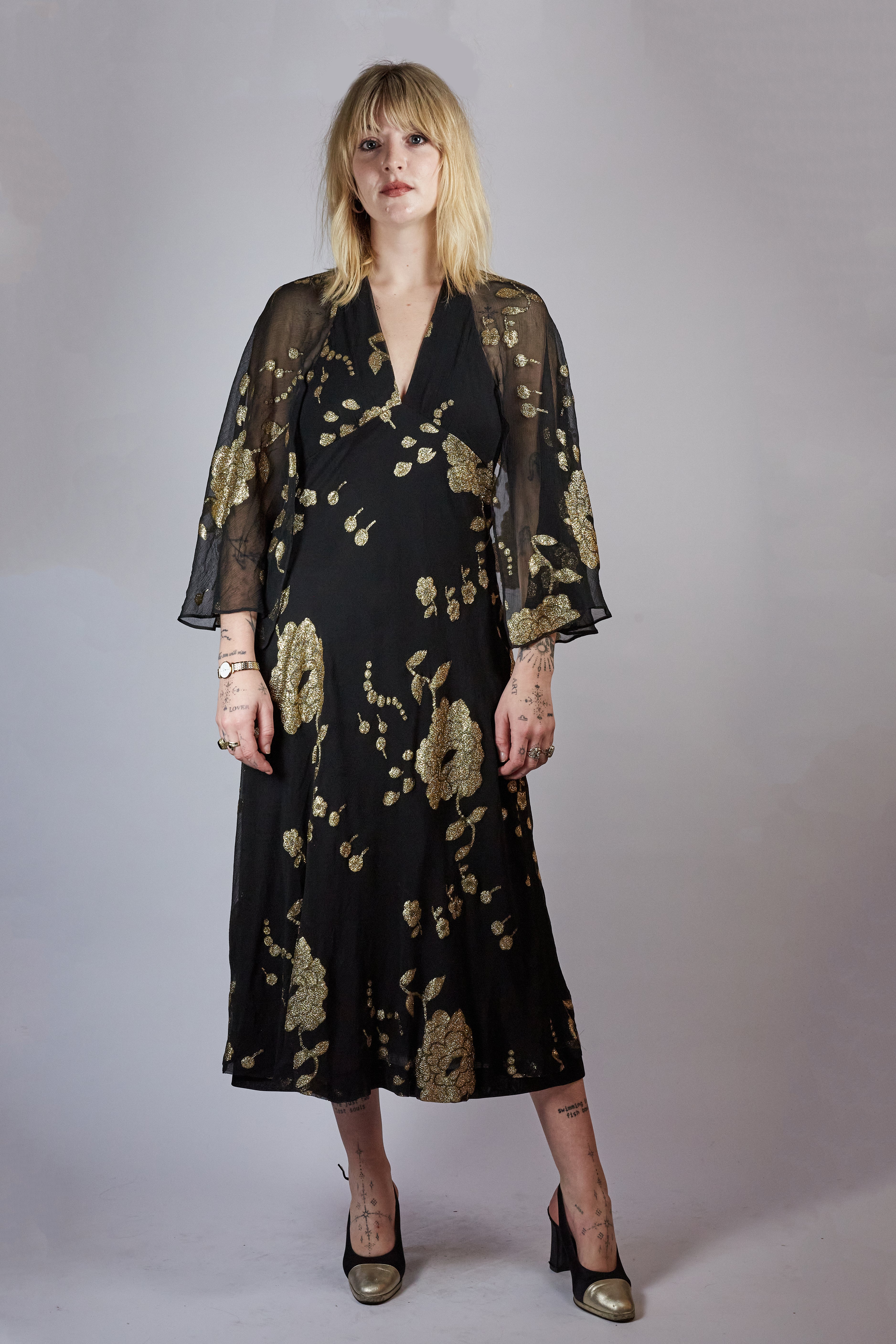 1970s Miss Dior Lame Dress