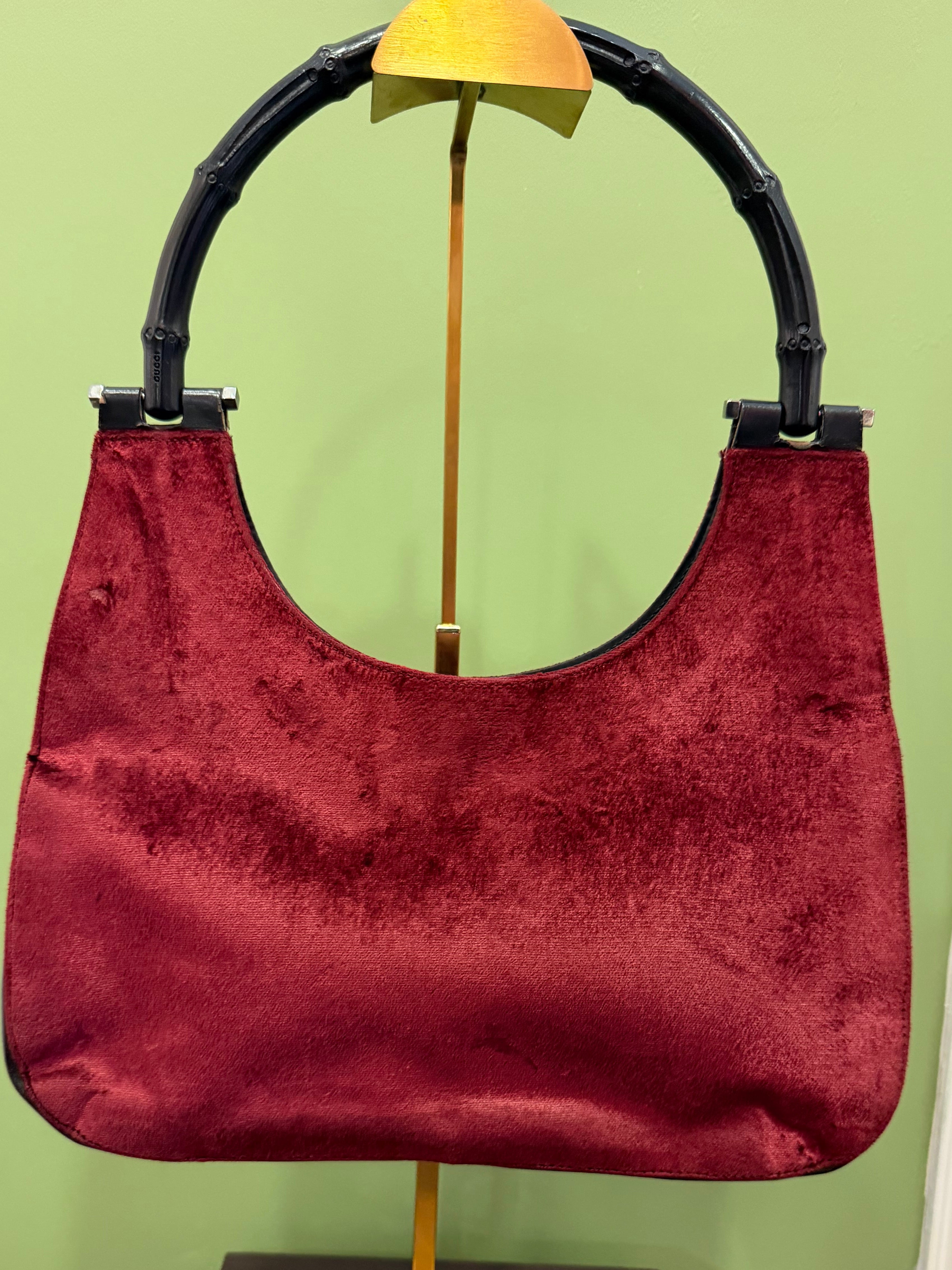 Gucci by Tom Ford Velvet Bamboo Hobo Bag 1999