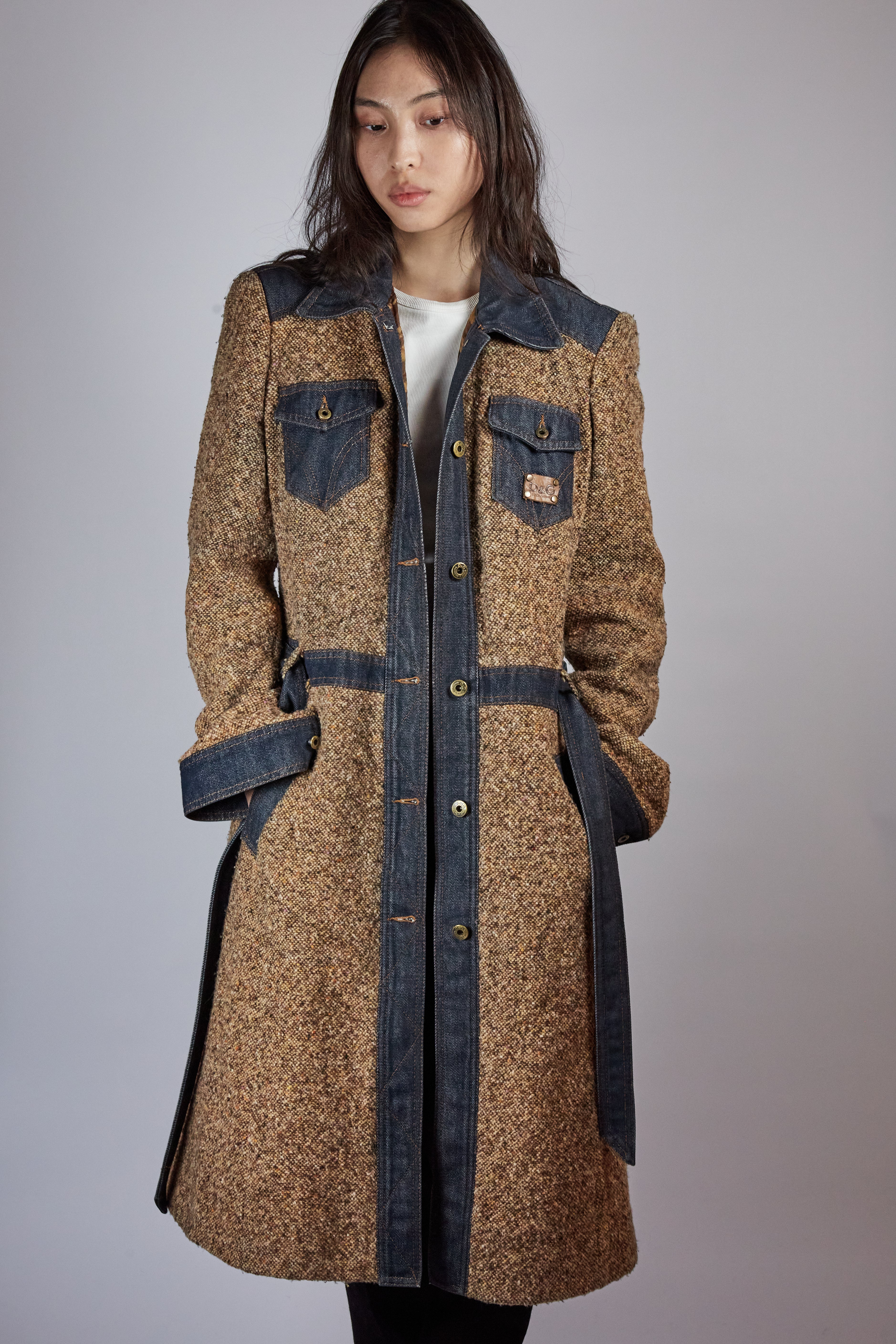 Y2K Dolce & Gabanna Tweed & Denim Coat