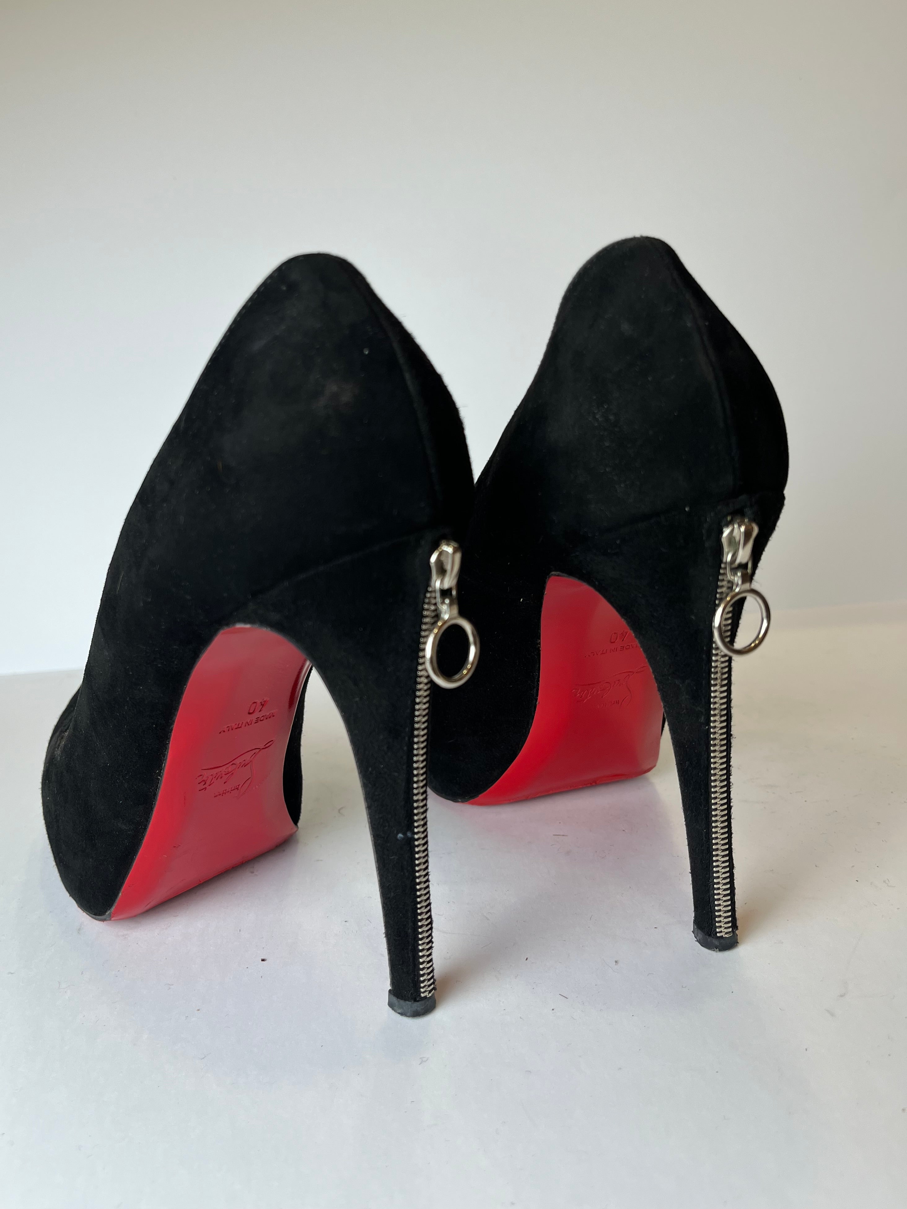 Christian Louboutin Roland Zip 120 Suede Zipper detail Louboutins 40EU