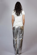 Maje Silver Leather Trousers
