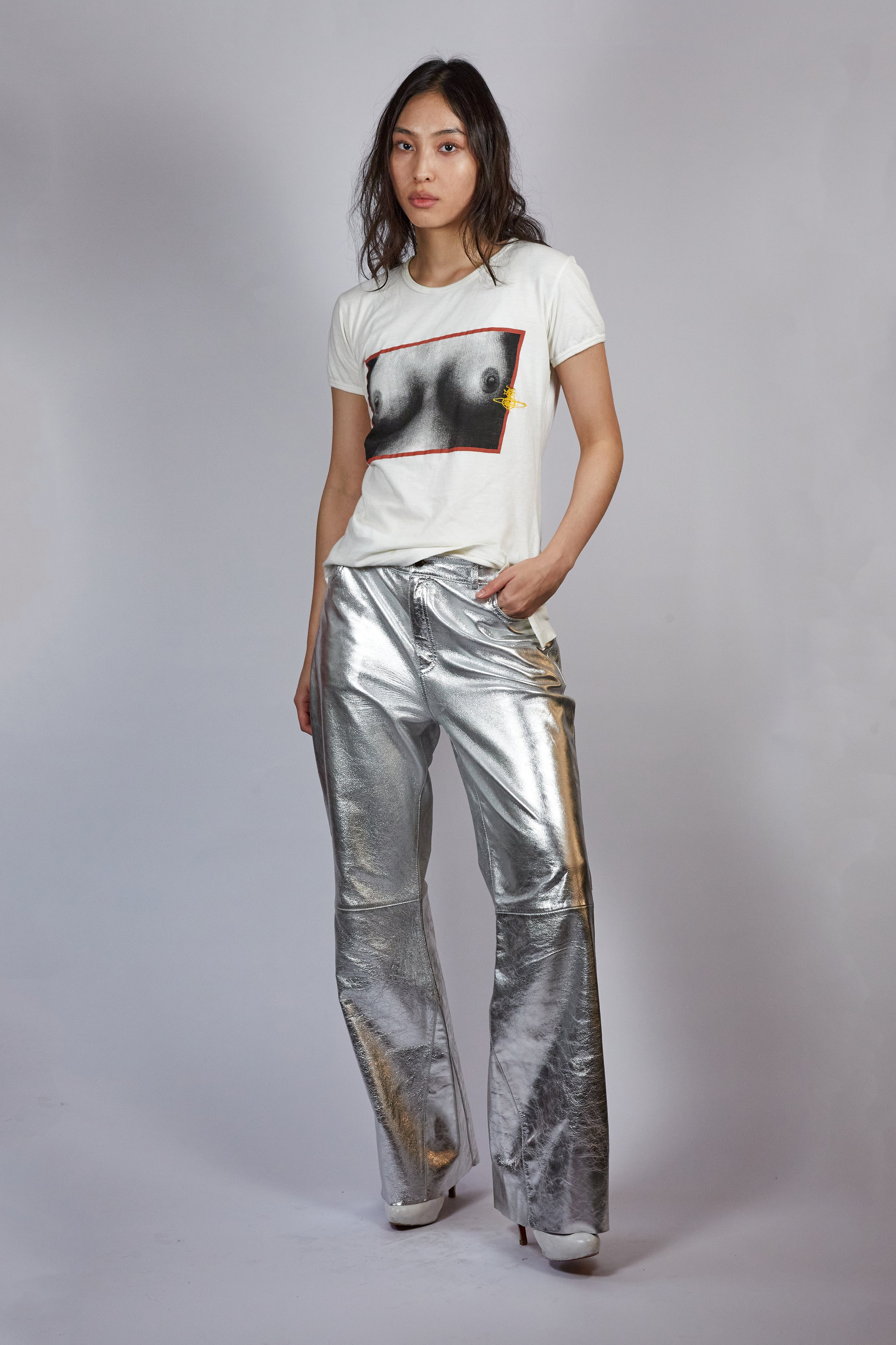Maje Silver Leather Trousers