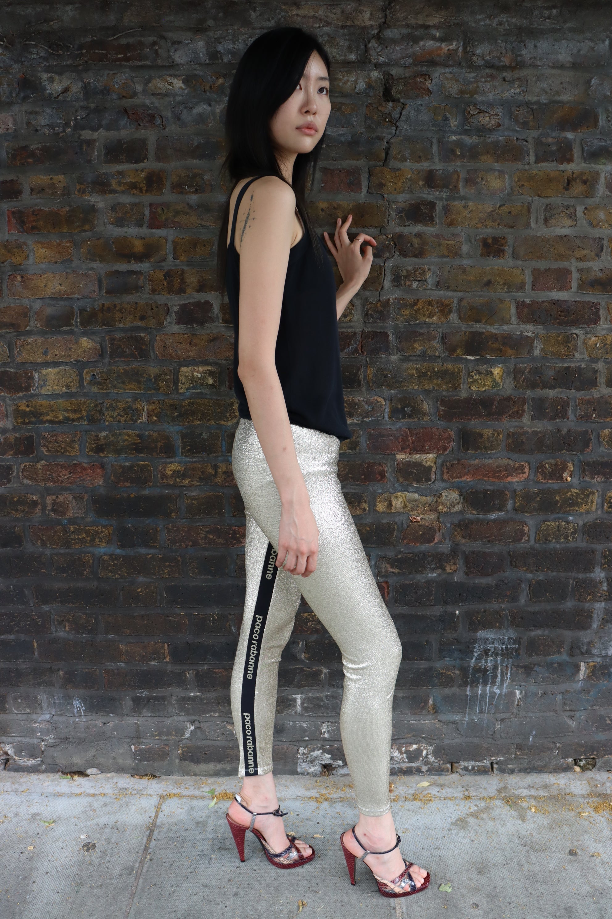 Paco Rabanne Gold Lurex Leggings