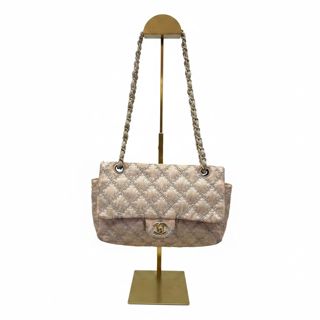 Chanel SS 2010 Rose Gold Satin Single Flap Bag