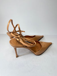 Nude strappy heels