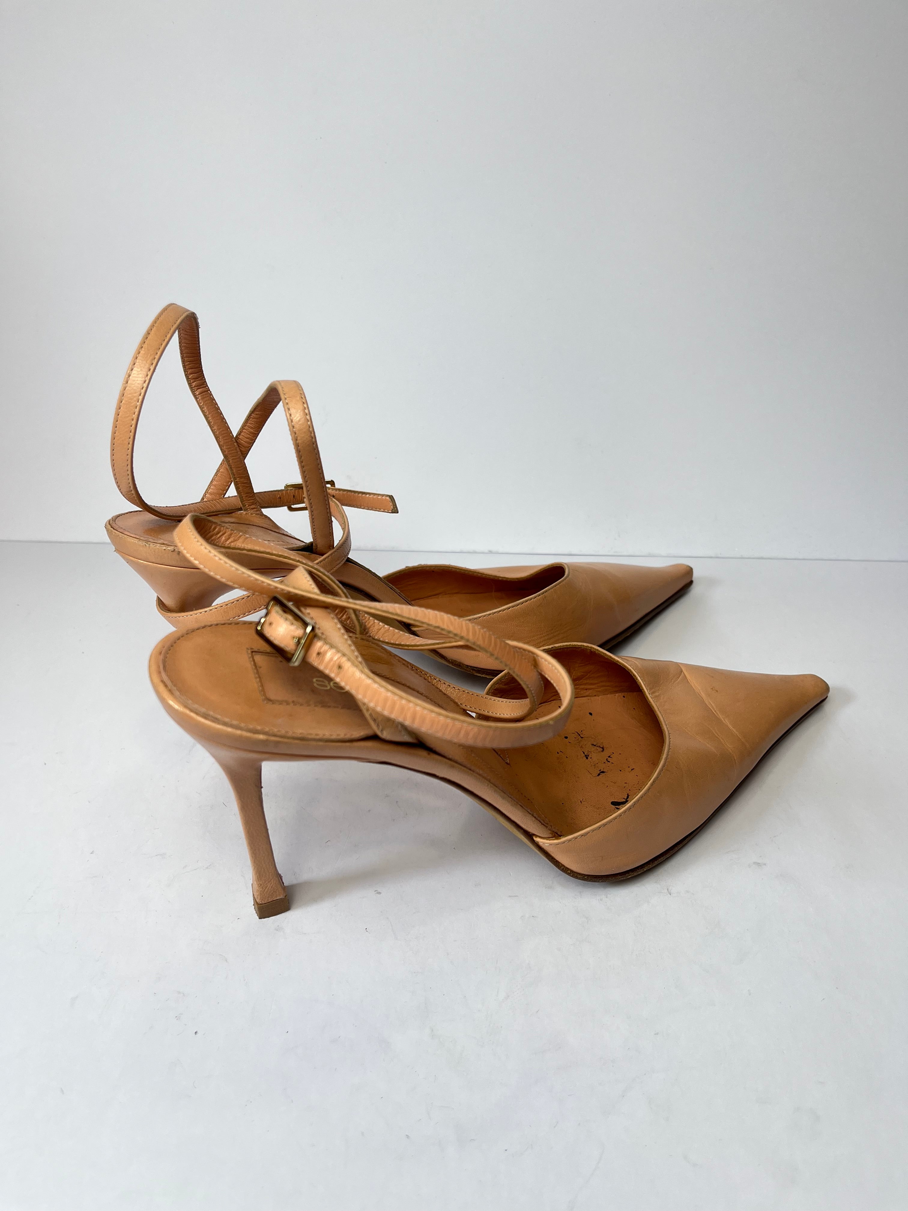 Nude strappy heels