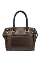 Fendi SS 2010 Linen & Leather Floral Appliqué Satchel Tote Bag