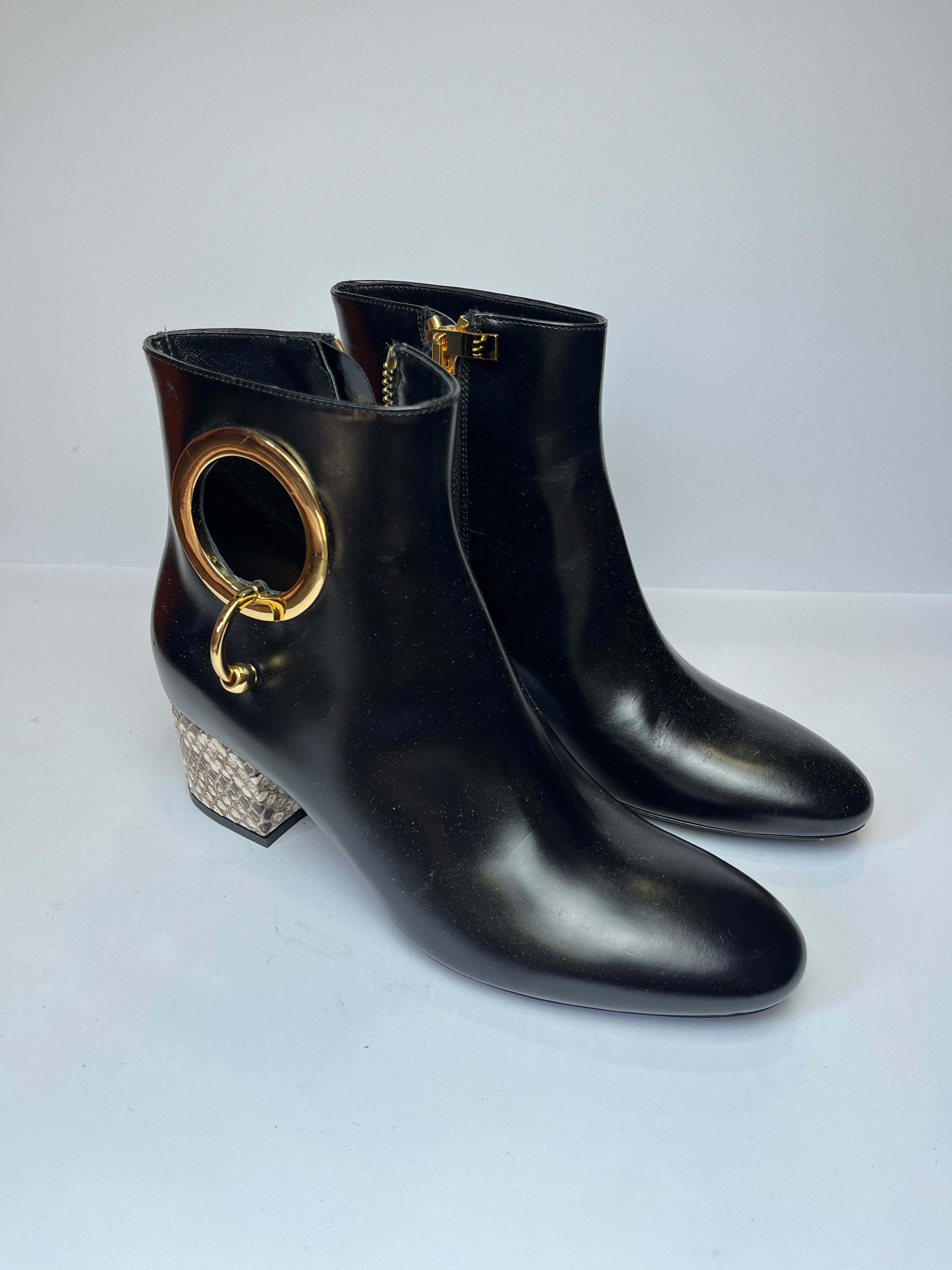 Martina Grasselli for Coliac Gold Python Heel Booties 40EU