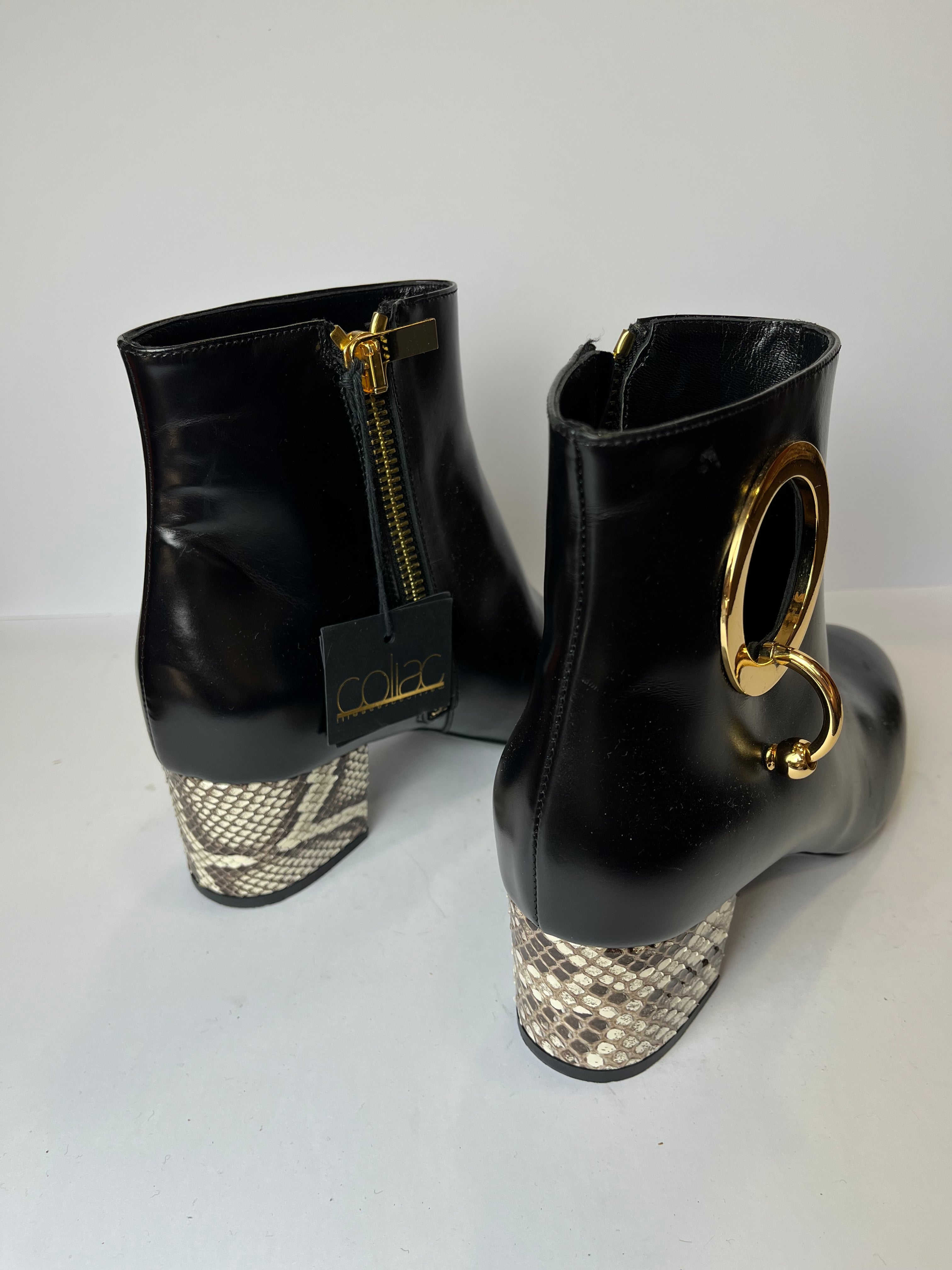 Martina Grasselli for Coliac Gold Python Heel Booties 40EU
