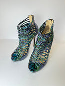 Jimmy Choo SS10 Quaker Elaphe Snakeskin Cage Sandals 39.5EU