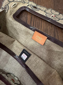 Fendi SS 2010 Linen & Leather Floral Appliqué Satchel Tote Bag