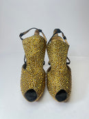Benjamin Adam’s London Gold Swarovski Crystal Peep Toe Platform Heels 40EU