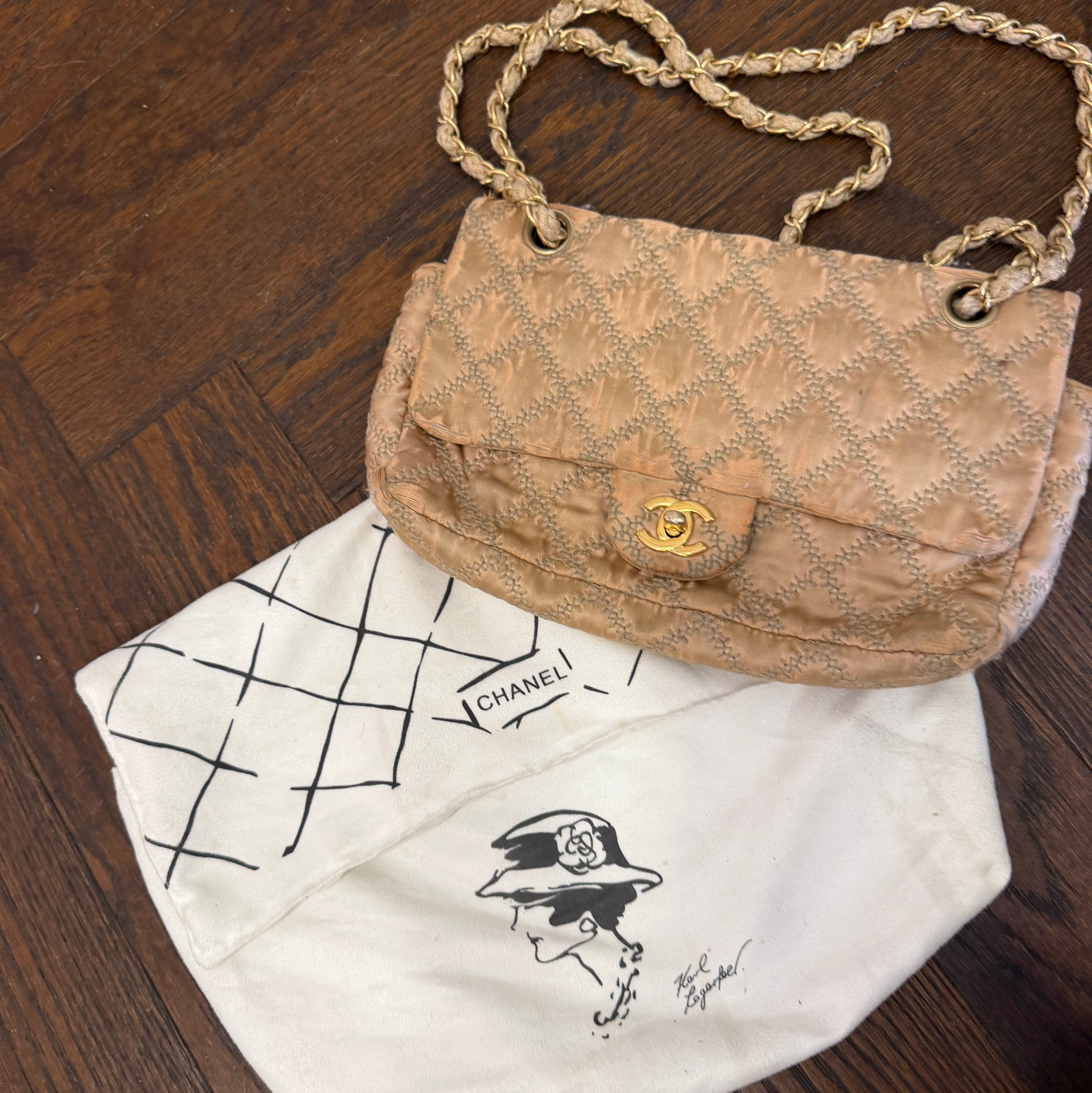 Chanel SS 2010 Rose Gold Satin Single Flap Bag