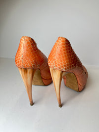 Alexander McQueen coral snakeskin heels 40EU