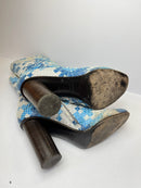Anya Hindmarch Catwalk FW16 Python Snakeskin Pixels in Camo Blue Booties 36EU