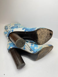 Anya Hindmarch Catwalk FW16 Python Snakeskin Pixels in Camo Blue Booties 36EU