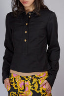 Gucci Leather Trim Blouse