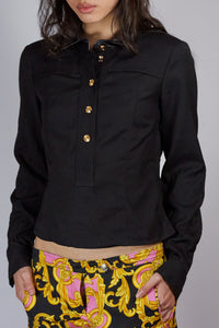 Gucci Leather Trim Blouse