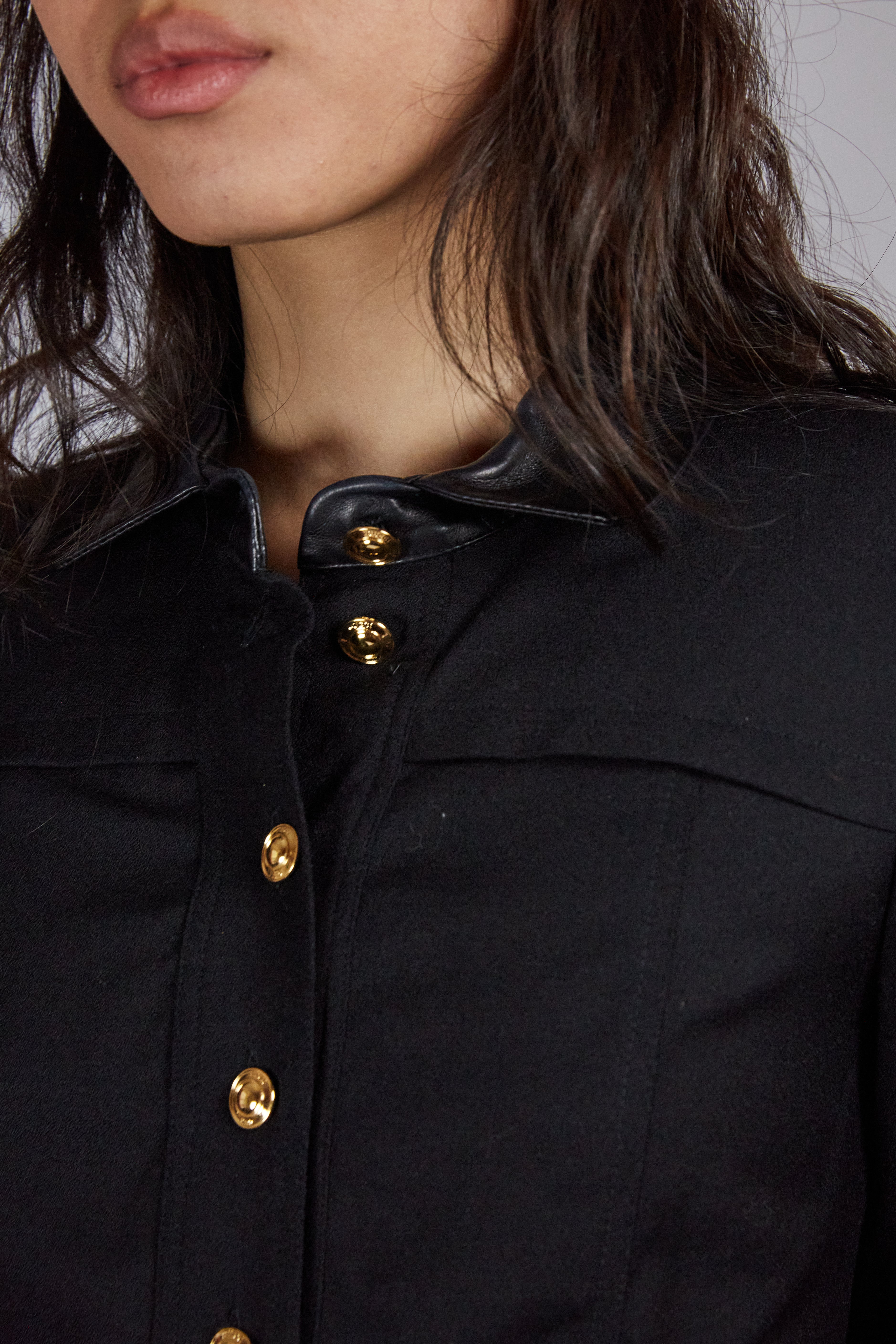 Gucci Leather Trim Blouse