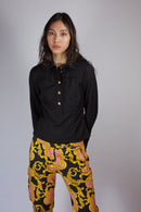 Gucci Leather Trim Blouse