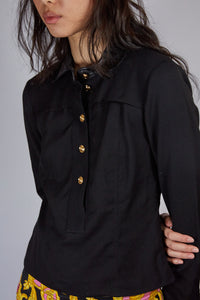 Gucci Leather Trim Blouse