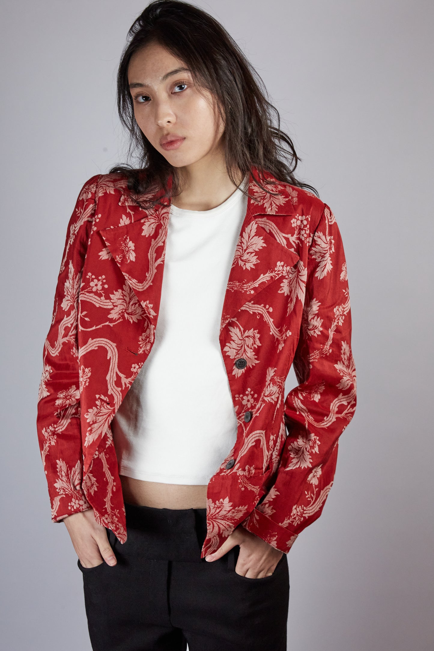 Red Floral Blazer