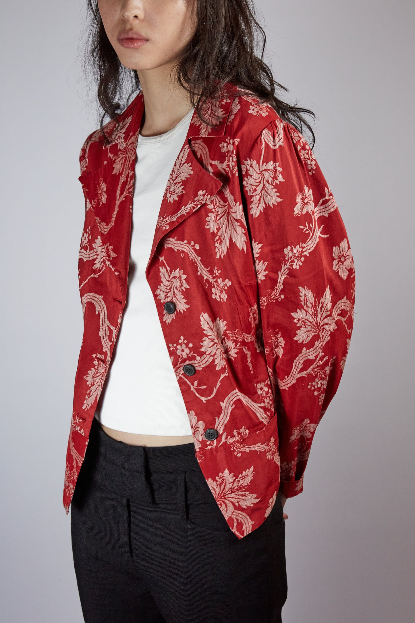 Red Floral Blazer