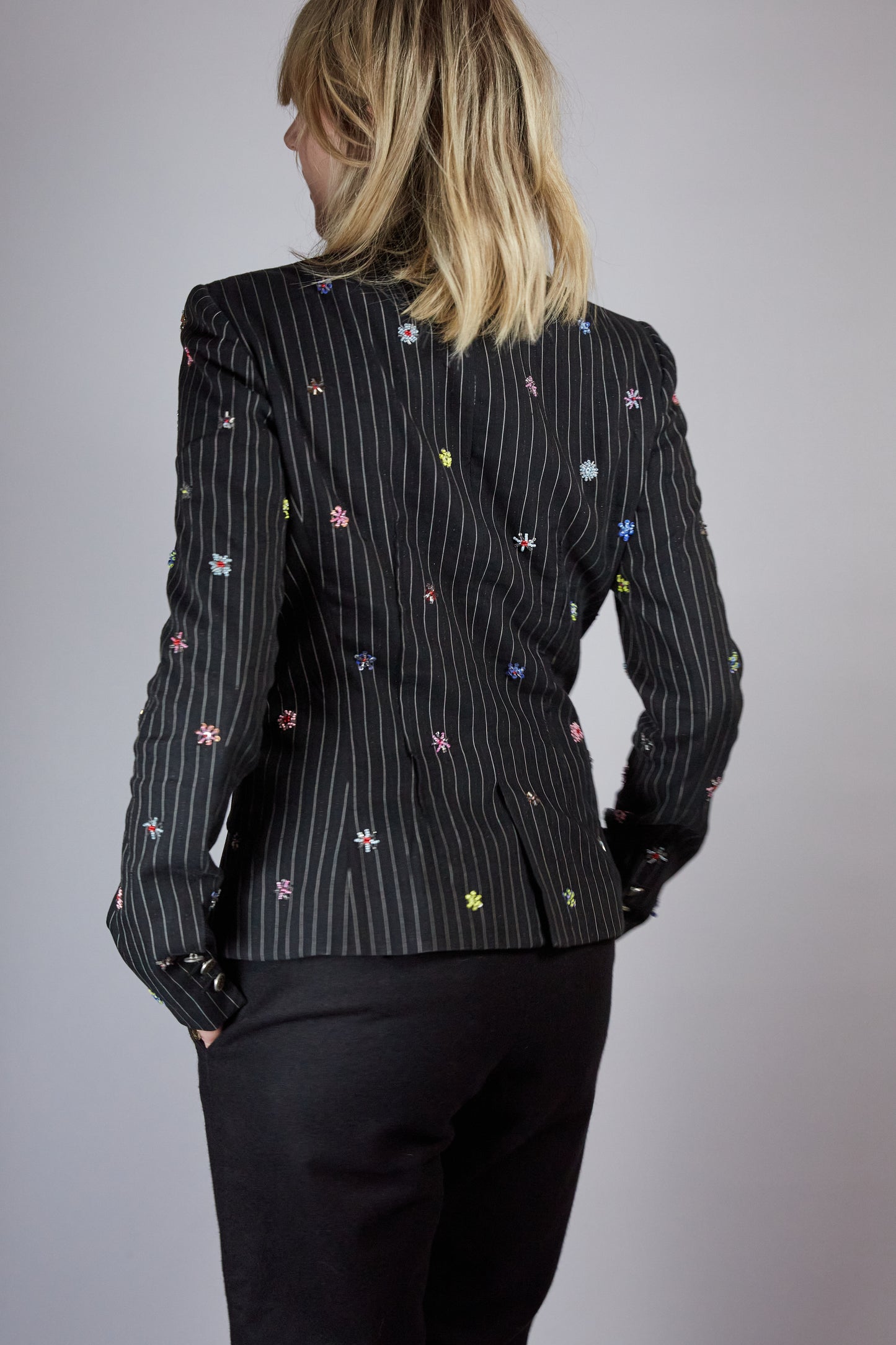 Blazer with Flower Pins
