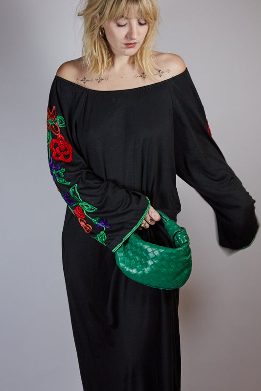 Black Dress with Red Roses