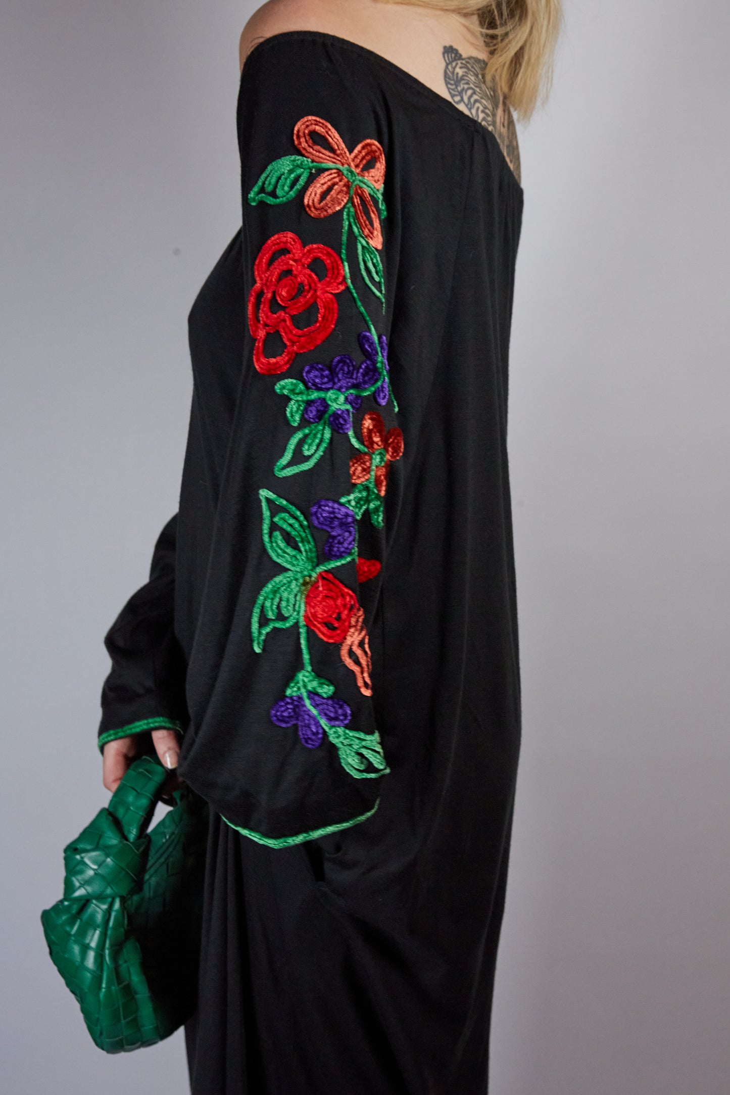 Black Dress with Red Roses