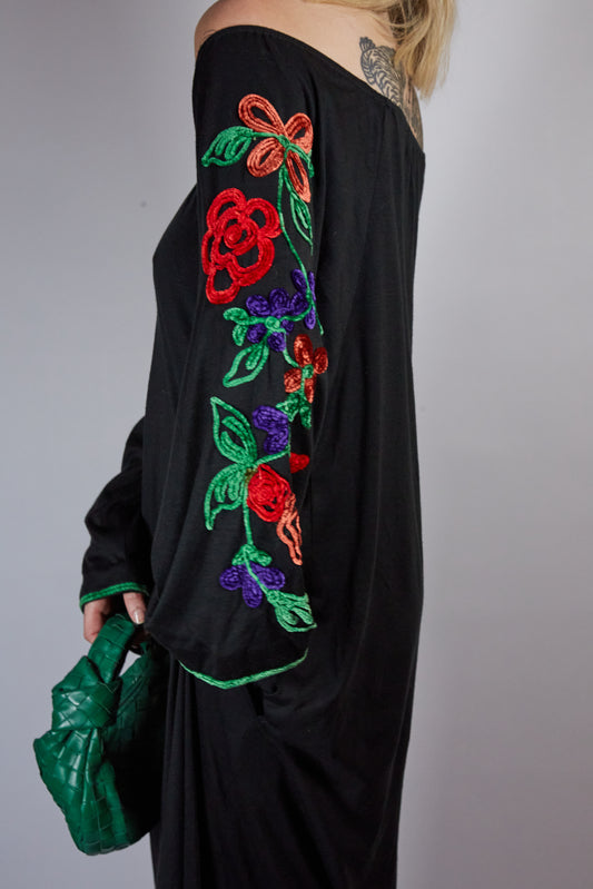 Black Dress with Red Roses