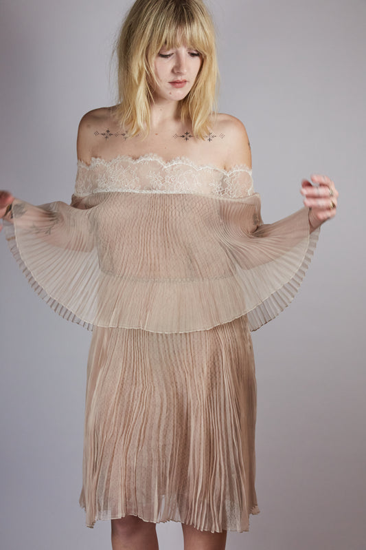 Beige Off Shoulder Dress