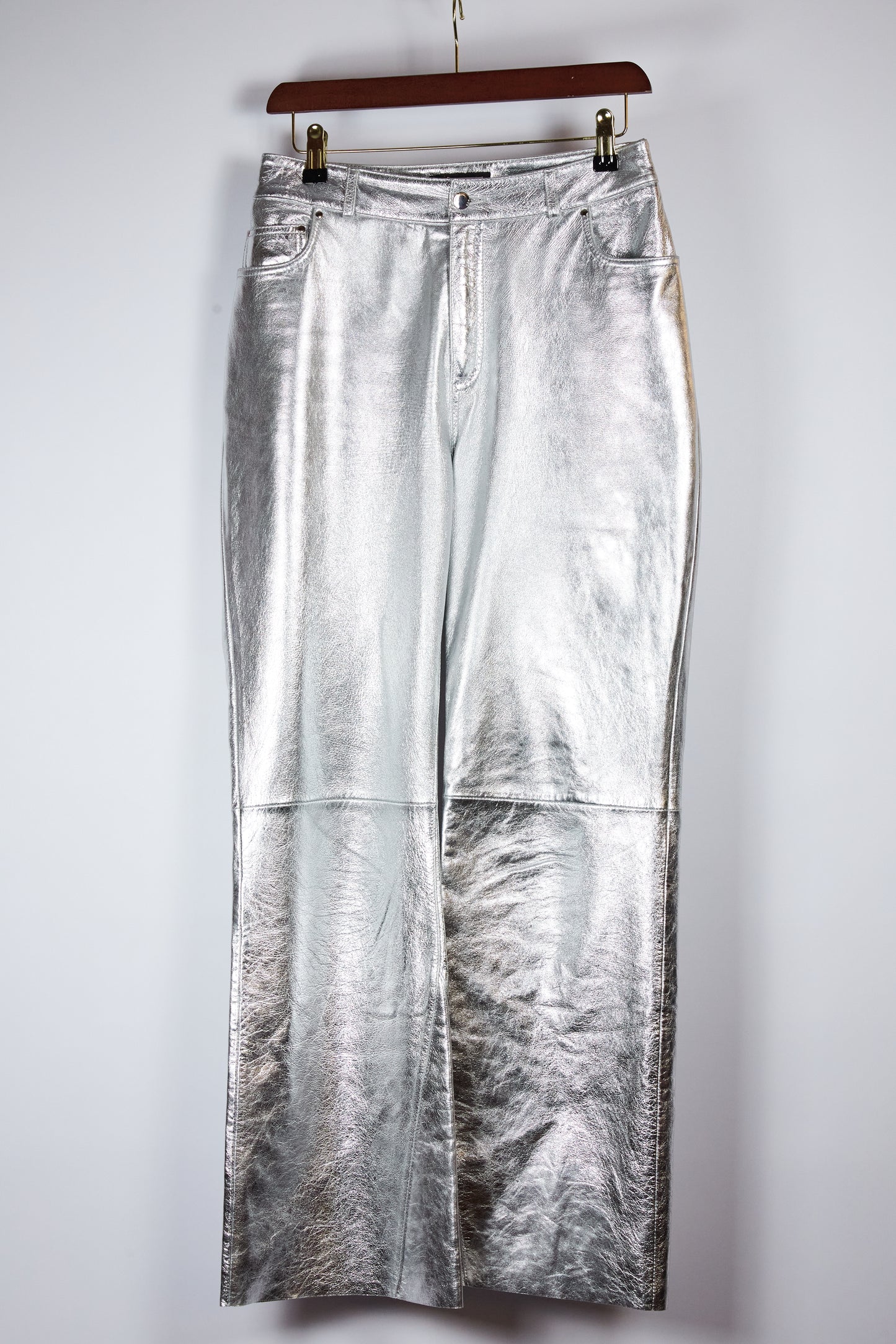 Maje Silver Leather Trousers