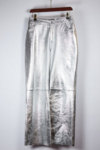 Maje Silver Leather Trousers