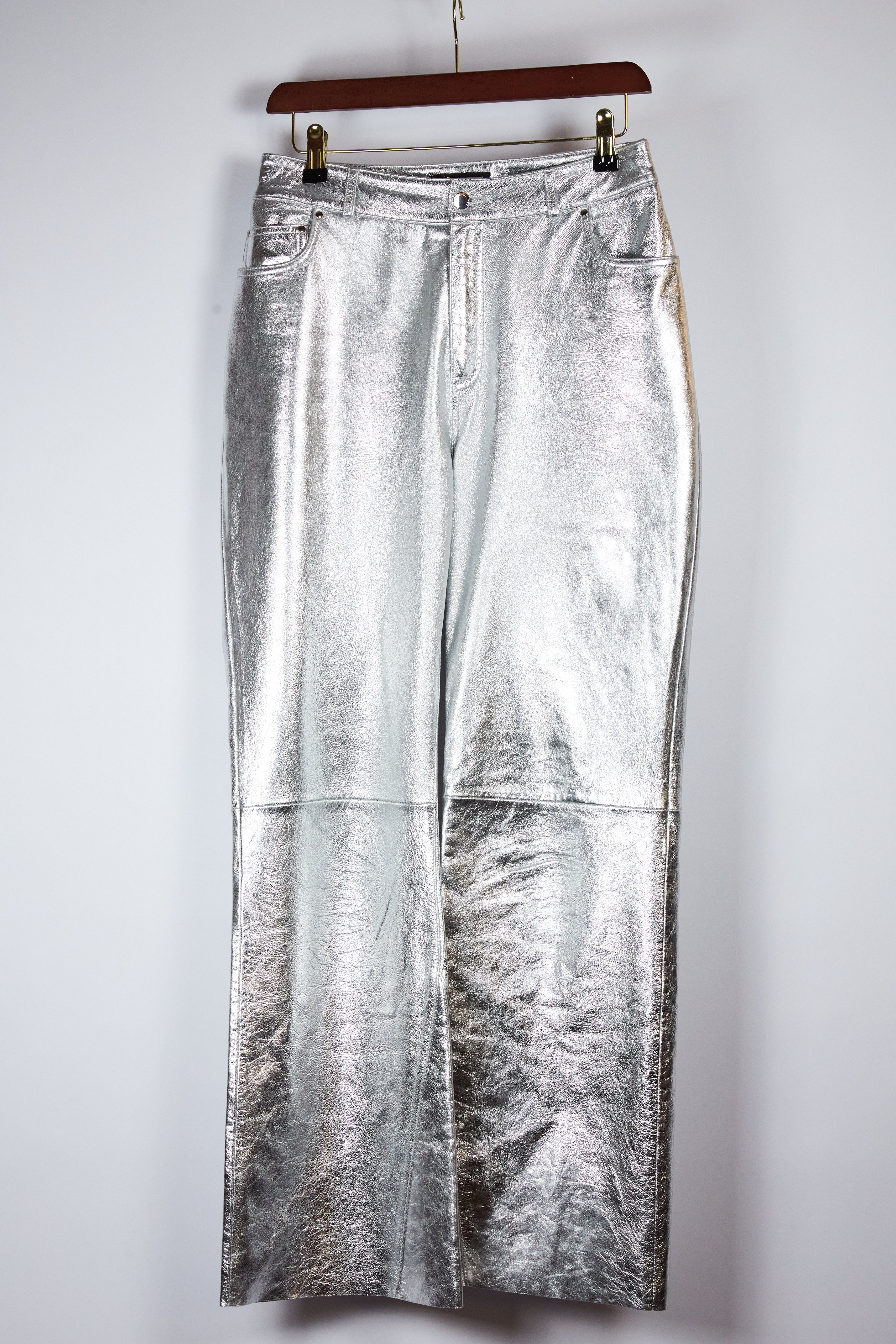 Maje Silver Leather Trousers