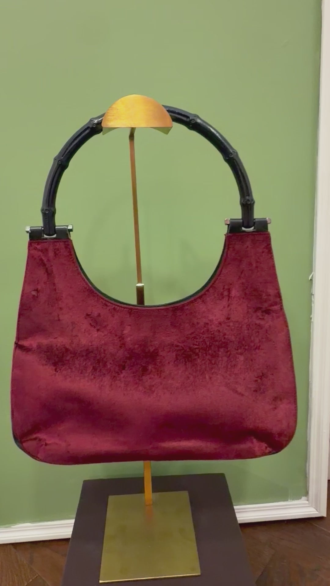 Gucci by Tom Ford Velvet Bamboo Hobo Bag 1999